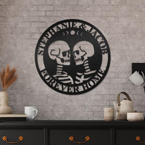 Relatable Sign Personalized Couple Skeletons Steel Metal Wall Signs – Relatable Basic