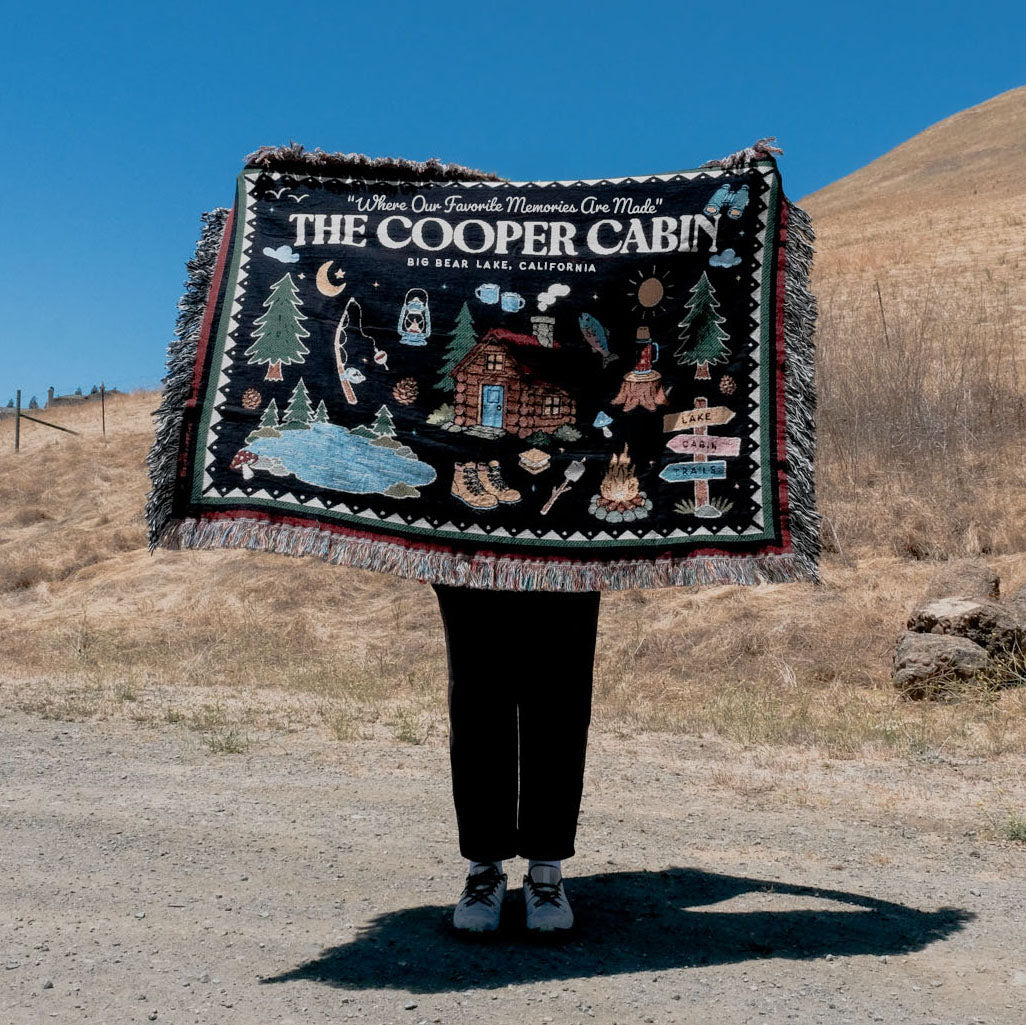Personalized Colorful Cabin Woven Blanket