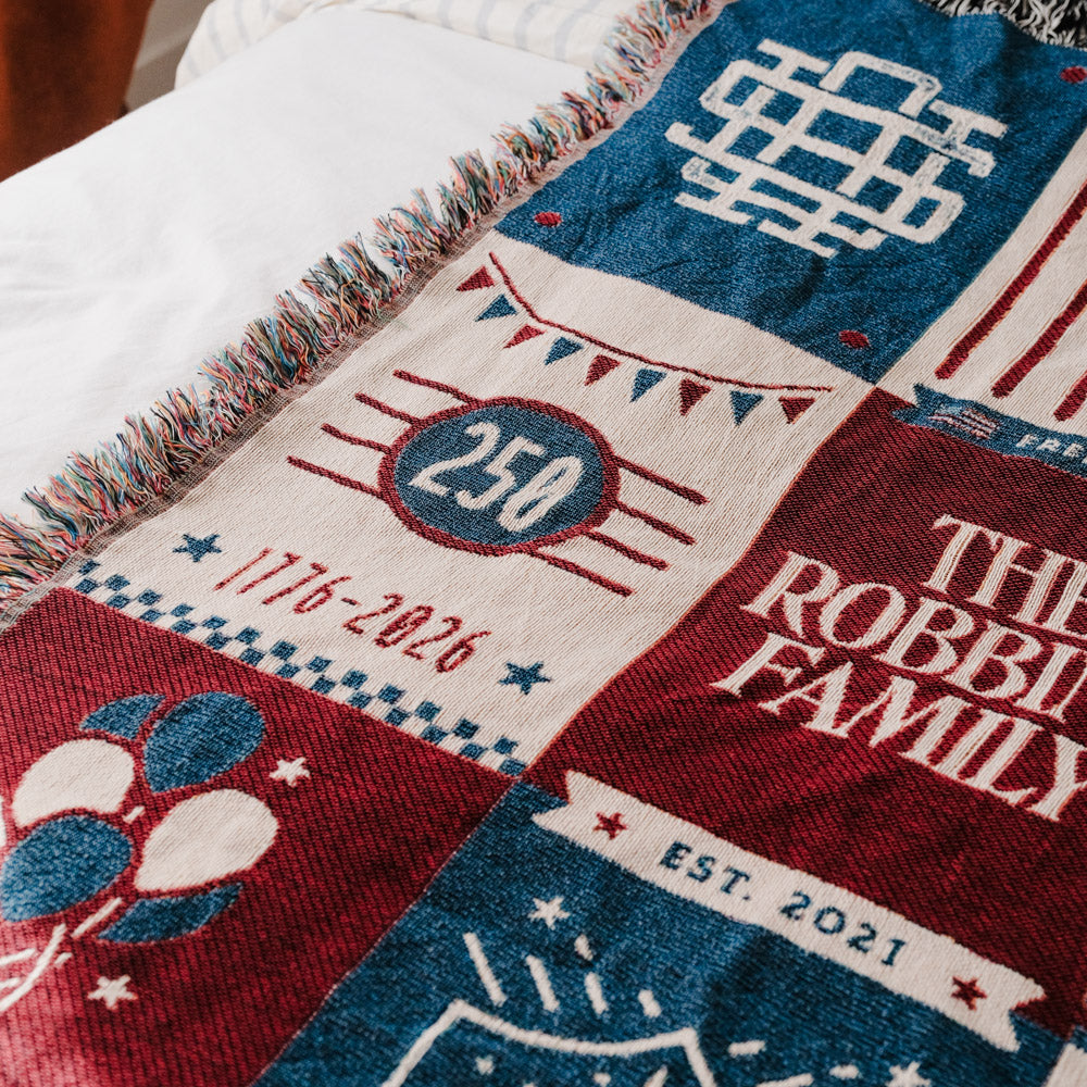 Personalized American Patriotic Family Woven Blanket - Relatable Basic
