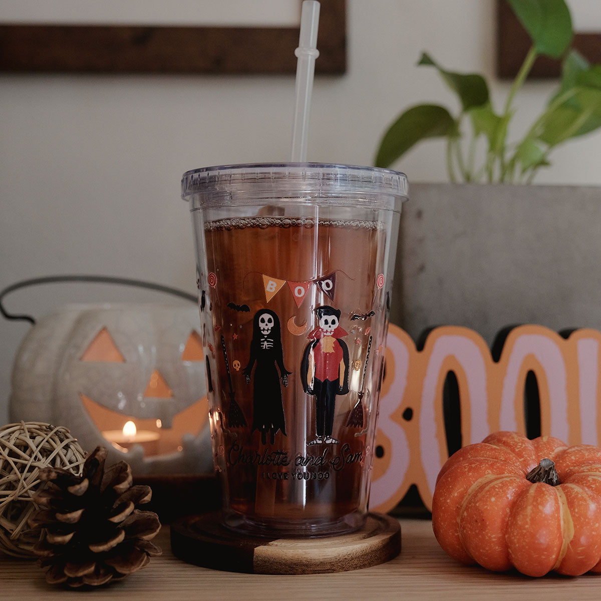 Personalized Spooky Couple Acrylic Cup - Relatable Basic