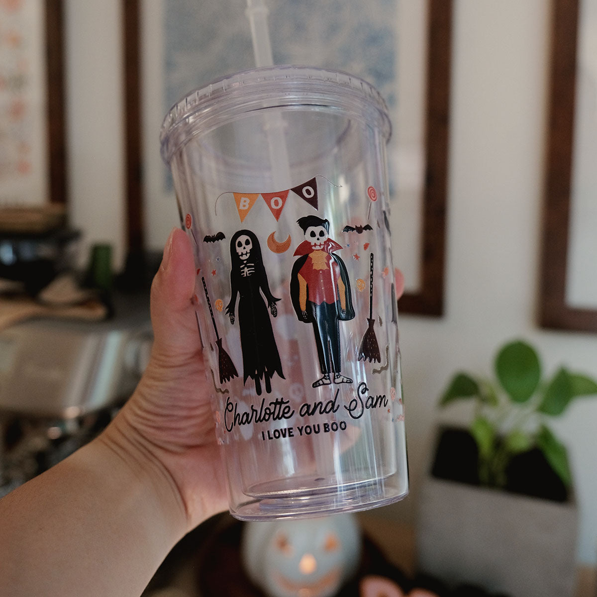 Personalized Spooky Couple Acrylic Cup - Relatable Basic