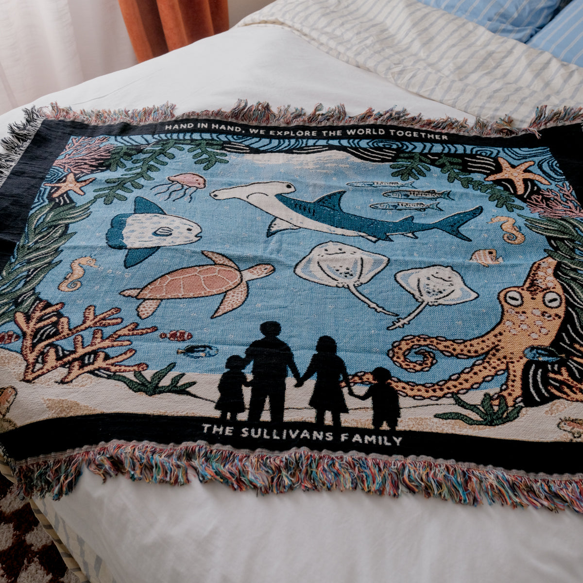Personalized Aquarium Family Woven Blanket