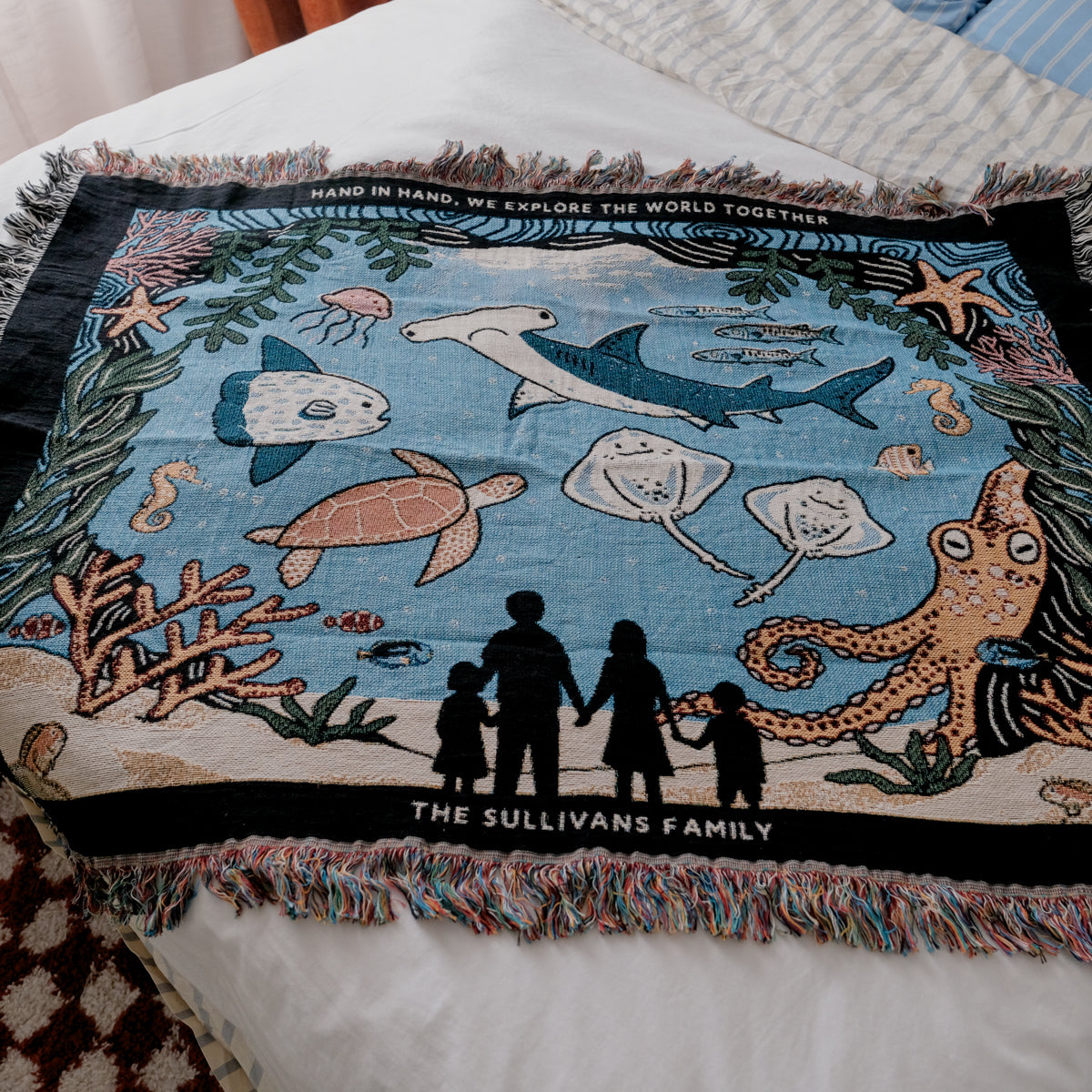 Personalized Aquarium Family Woven Blanket