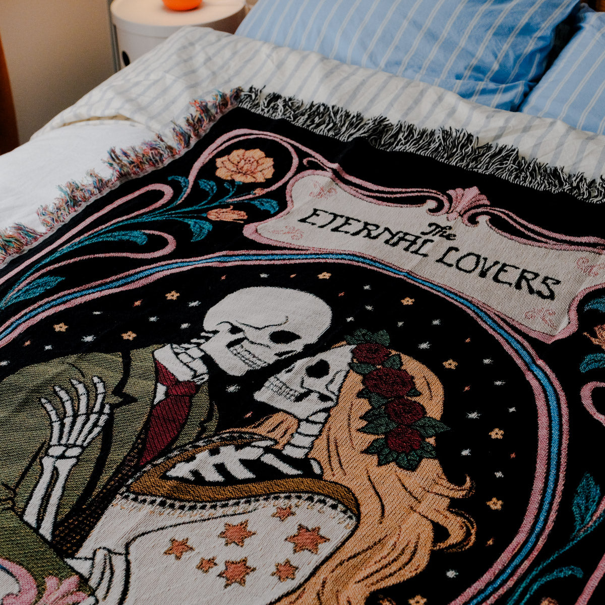 Personalized "The Eternal Lovers" Couple Art Nouveau Woven Blanket