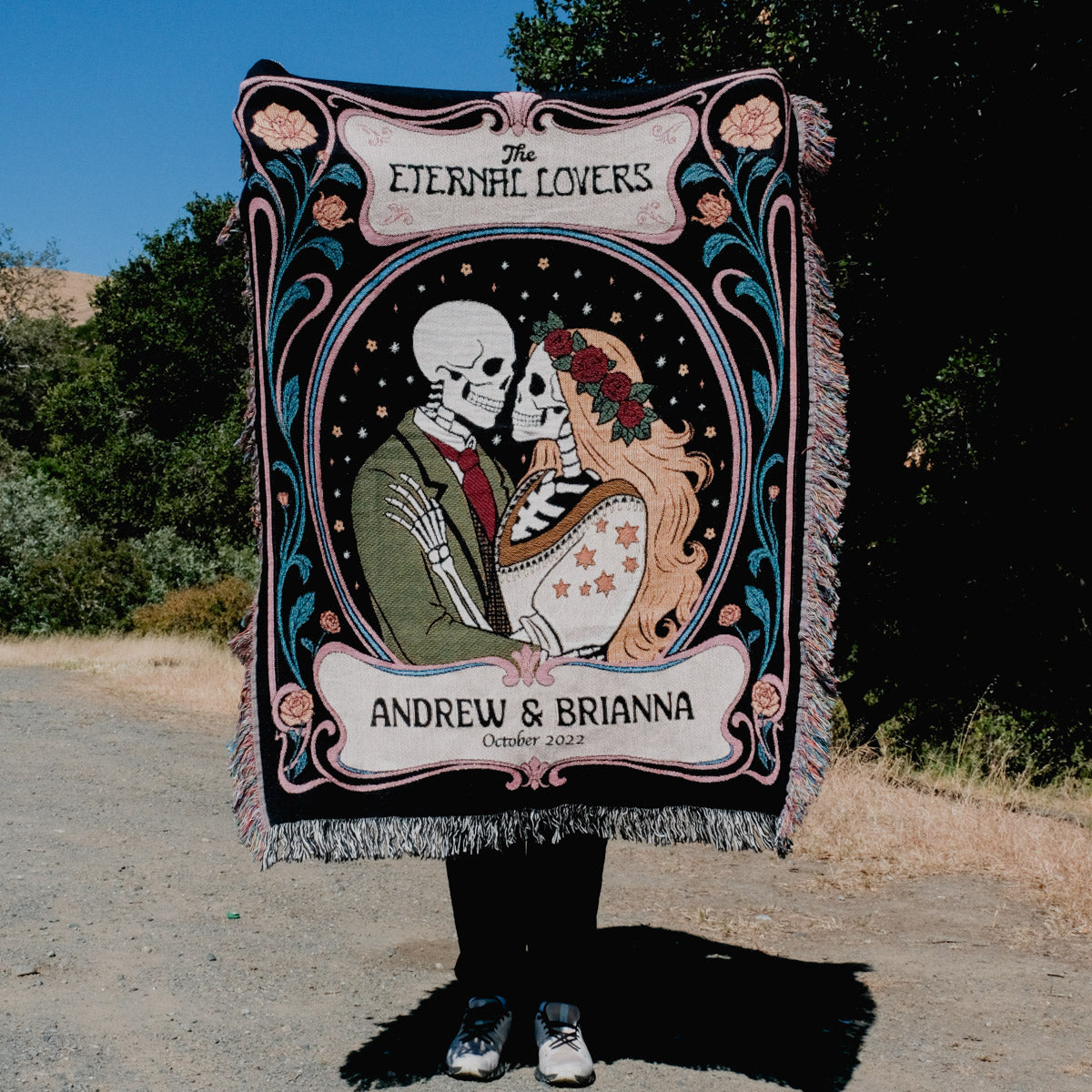 Personalized "The Eternal Lovers" Couple Art Nouveau Woven Blanket - Relatable Basic
