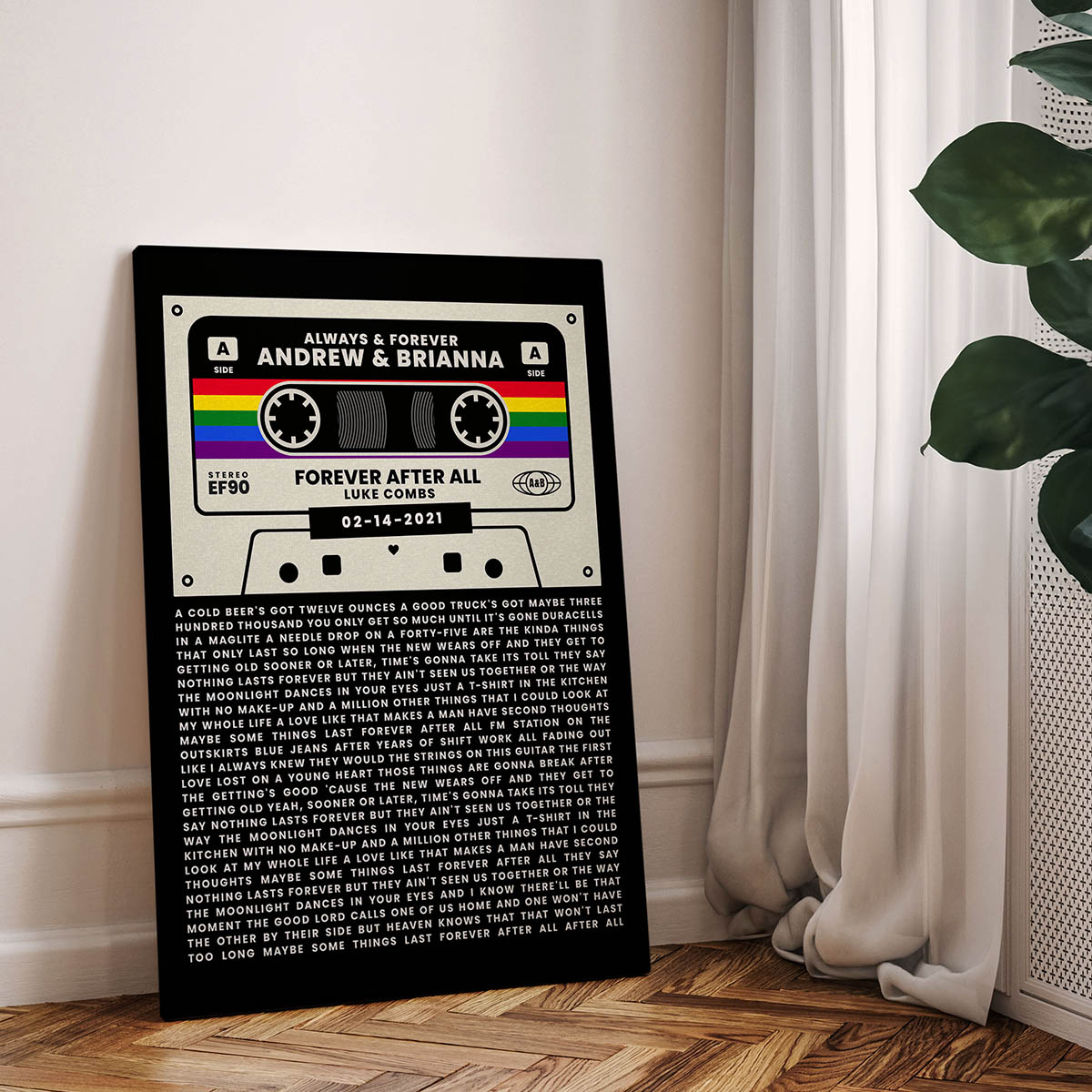Personalized Song Lyrics Retro Cassette Canvas Wrap