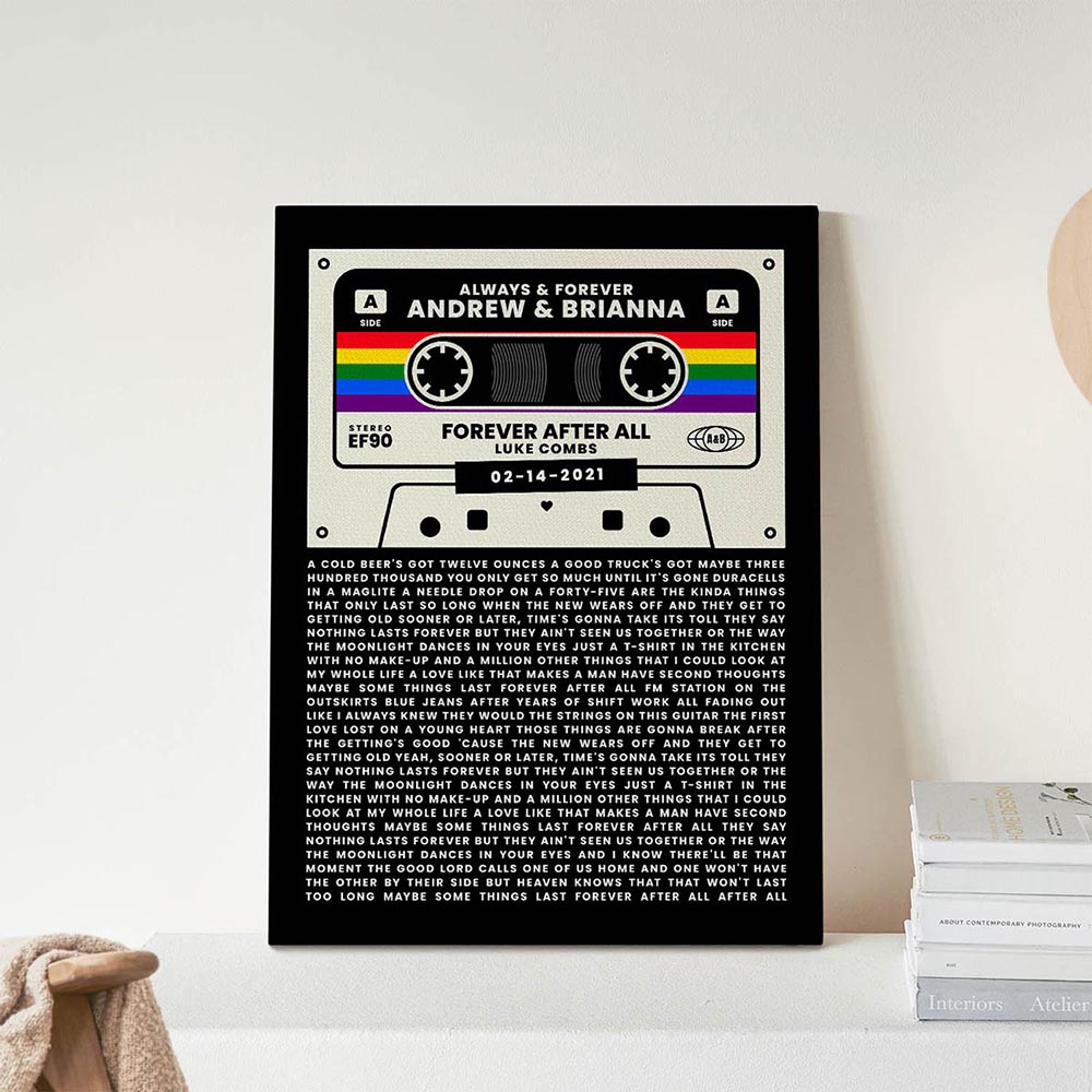 Personalized Song Lyrics Retro Cassette Canvas Wrap