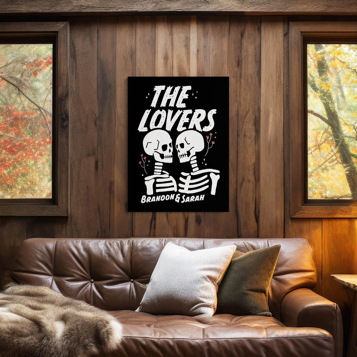 Personalized Couple Checkered Skeletons Canvas Wrap