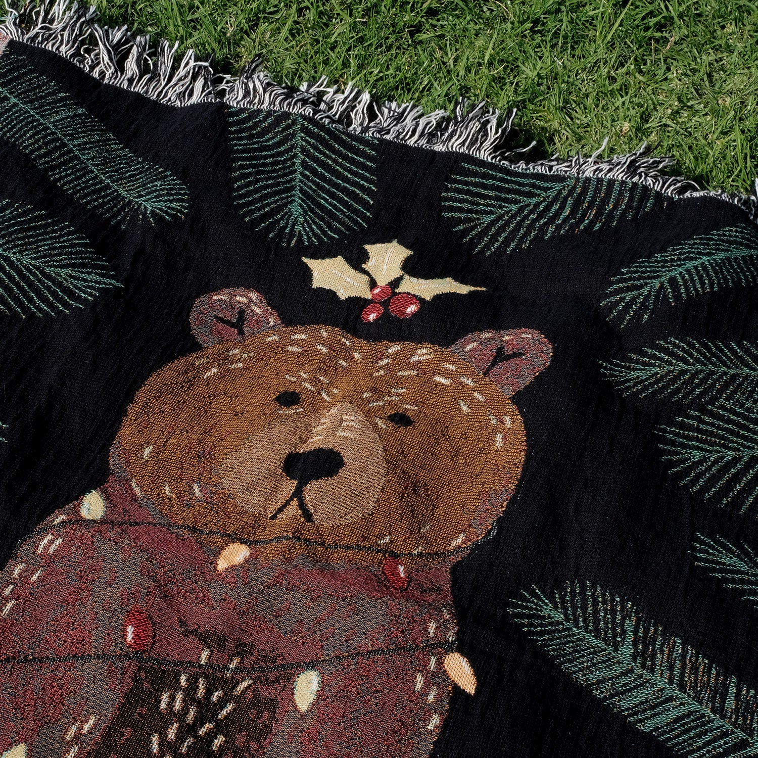 Christmas Bear Personalized Woven Blanket - Relatable Basic