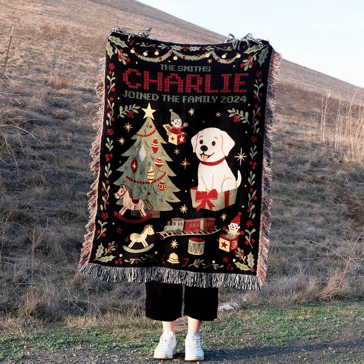 Personalized Dog Christmas Tree Blanket