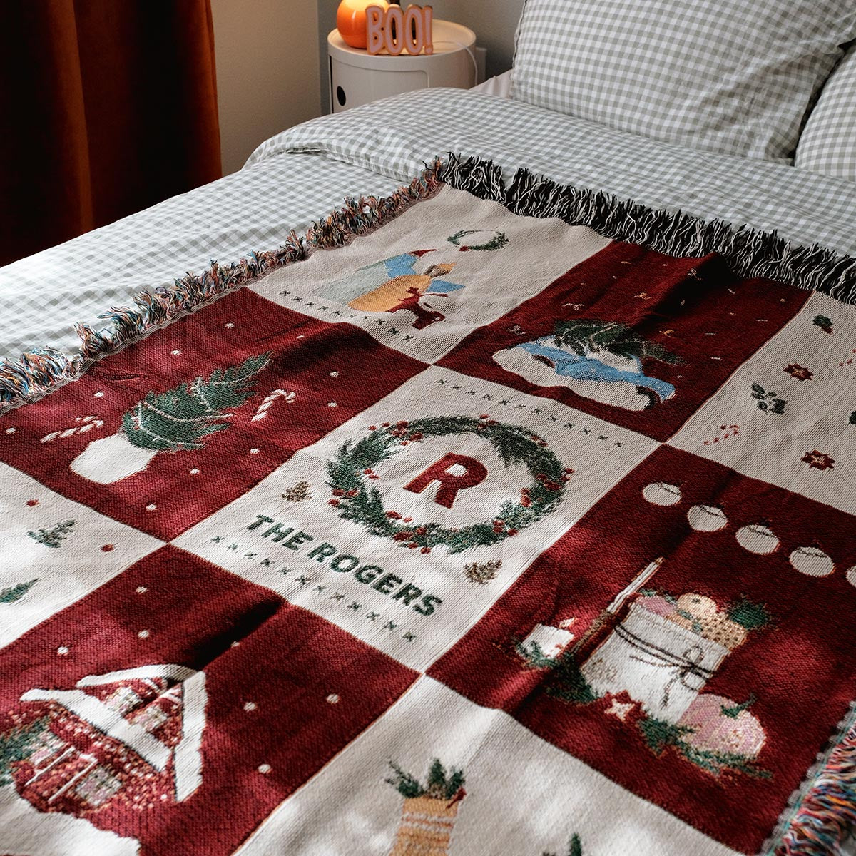 Personalized Family Name Christmas Woven Throw