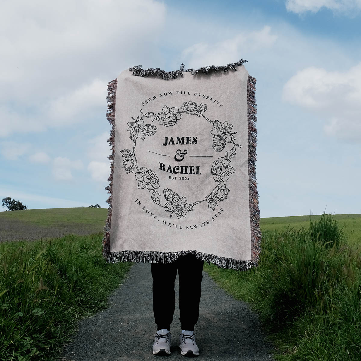 Personalized Timeless Floral Bliss Couple Blanket