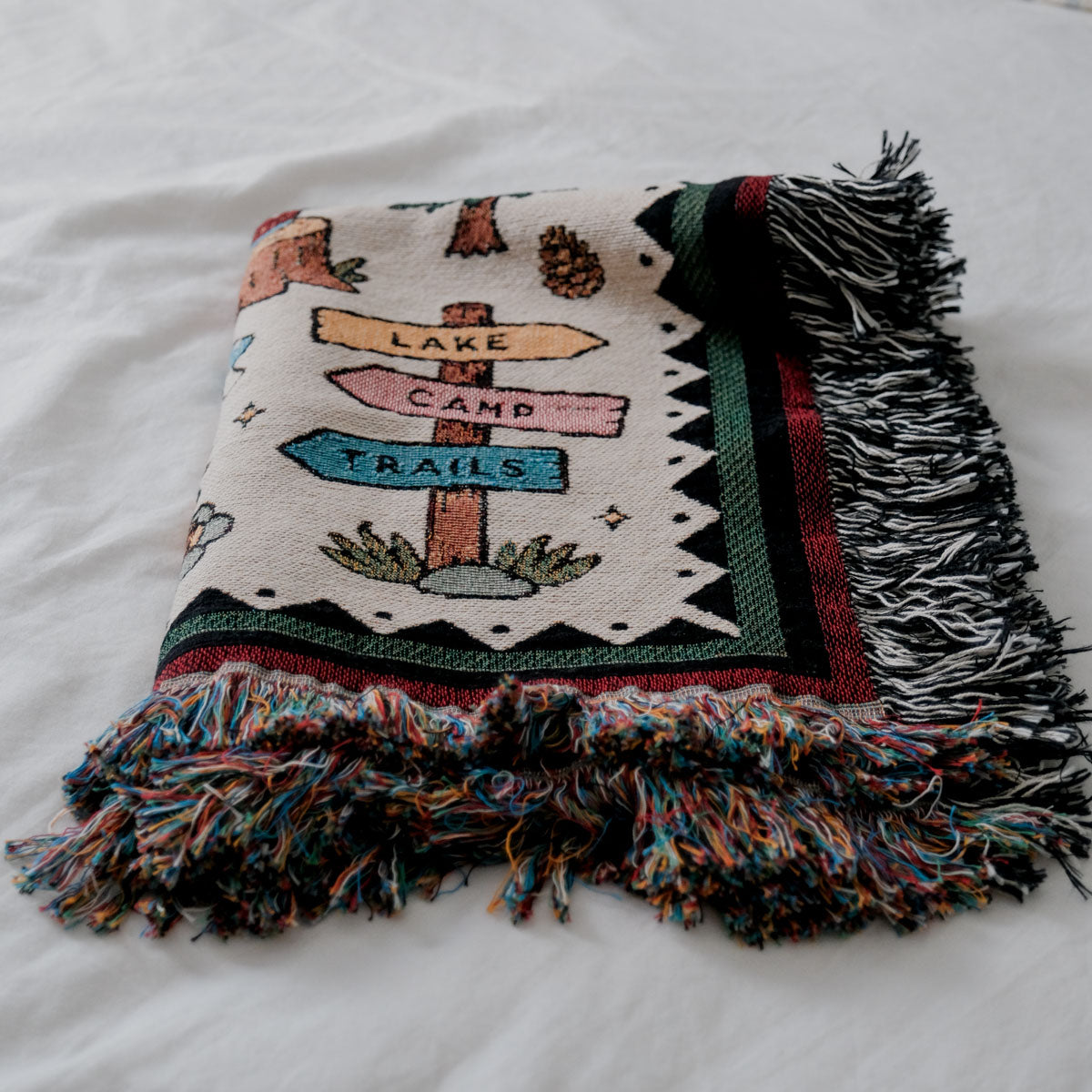 Personalized Colorful Family Camp Woven Blanket