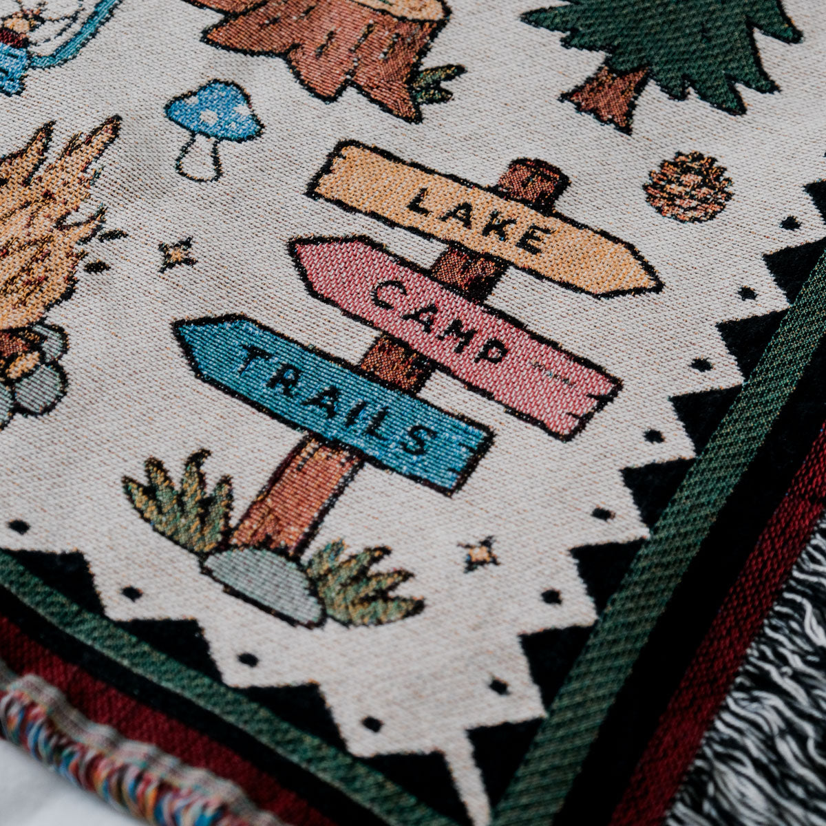 Personalized Colorful Family Camp Woven Blanket
