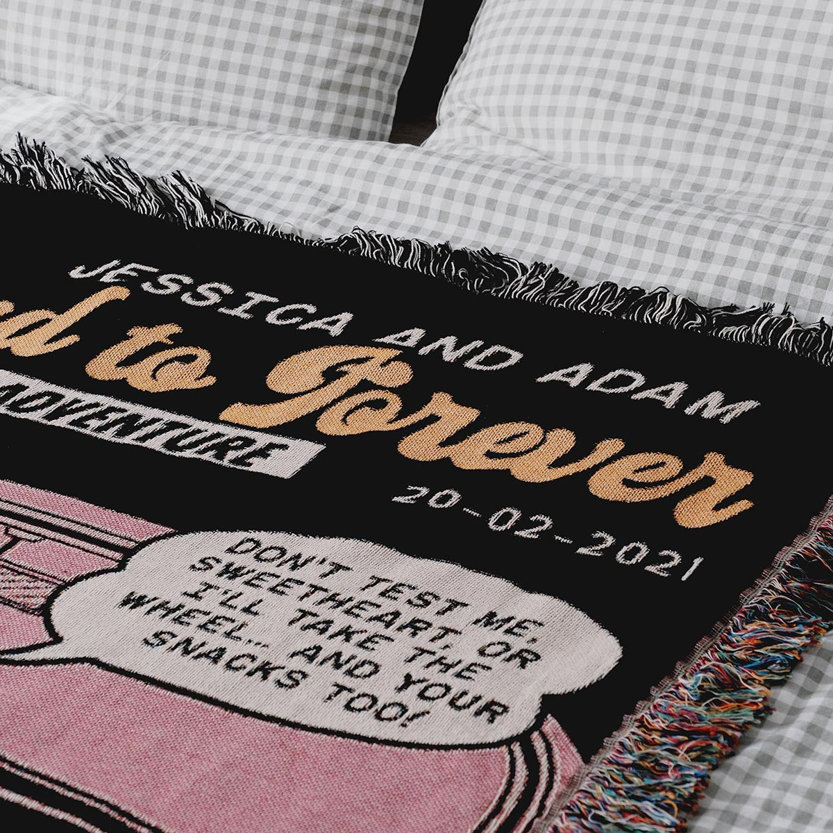 Personalized Retro Comic Book Couple Woven Blanket