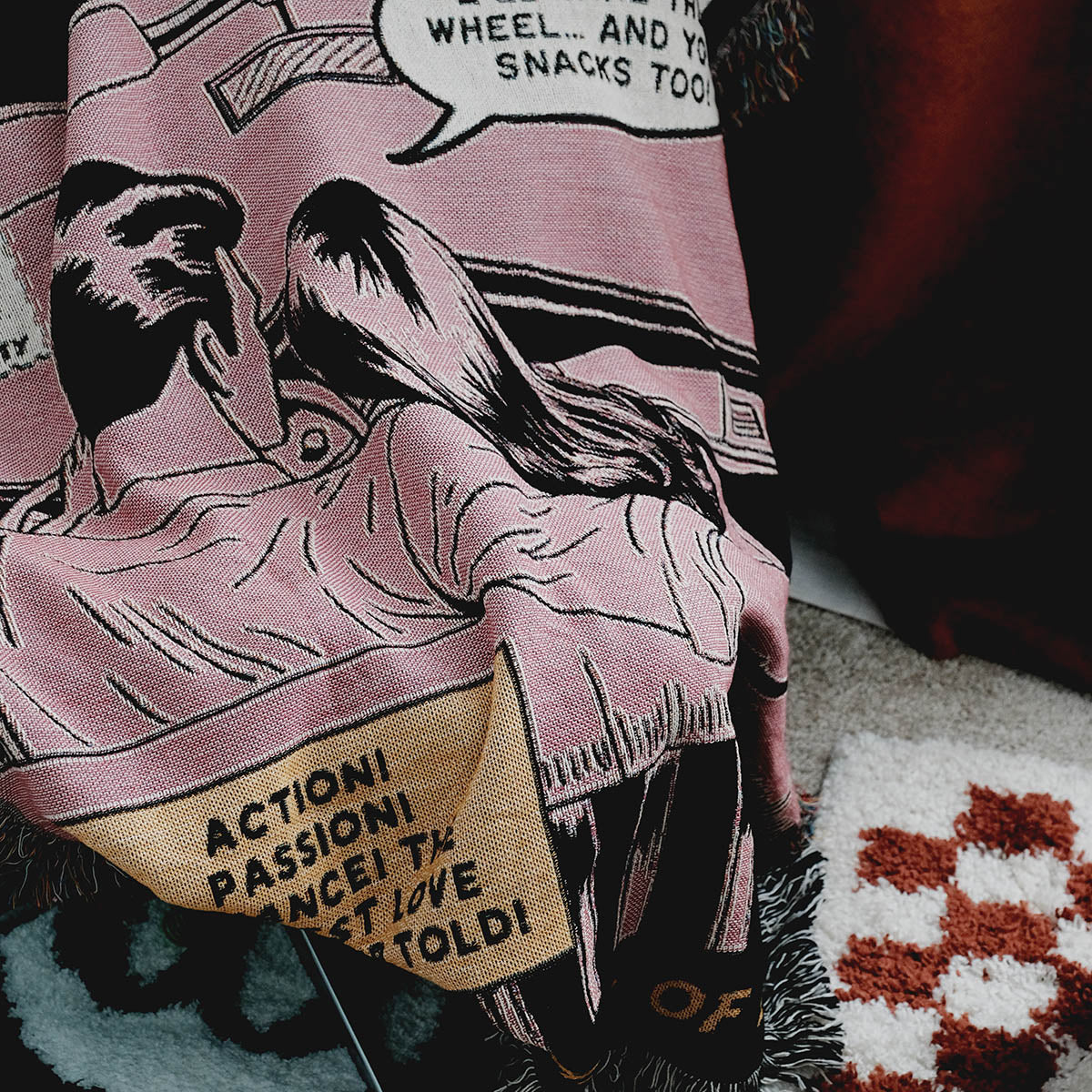 Personalized Retro Comic Book Couple Woven Blanket