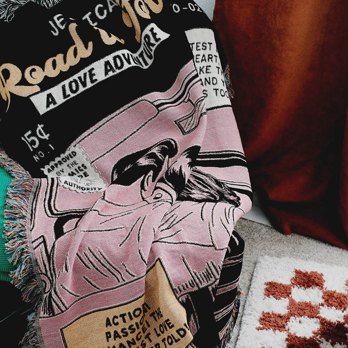 Personalized Retro Comic Book Couple Woven Blanket