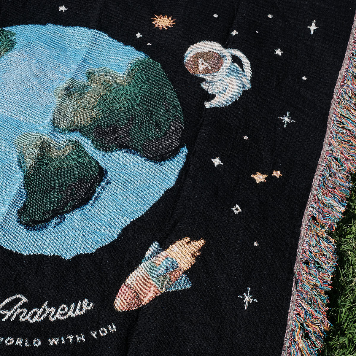 Couple Astronauts Outer Space Woven Blanket - Relatable Basic