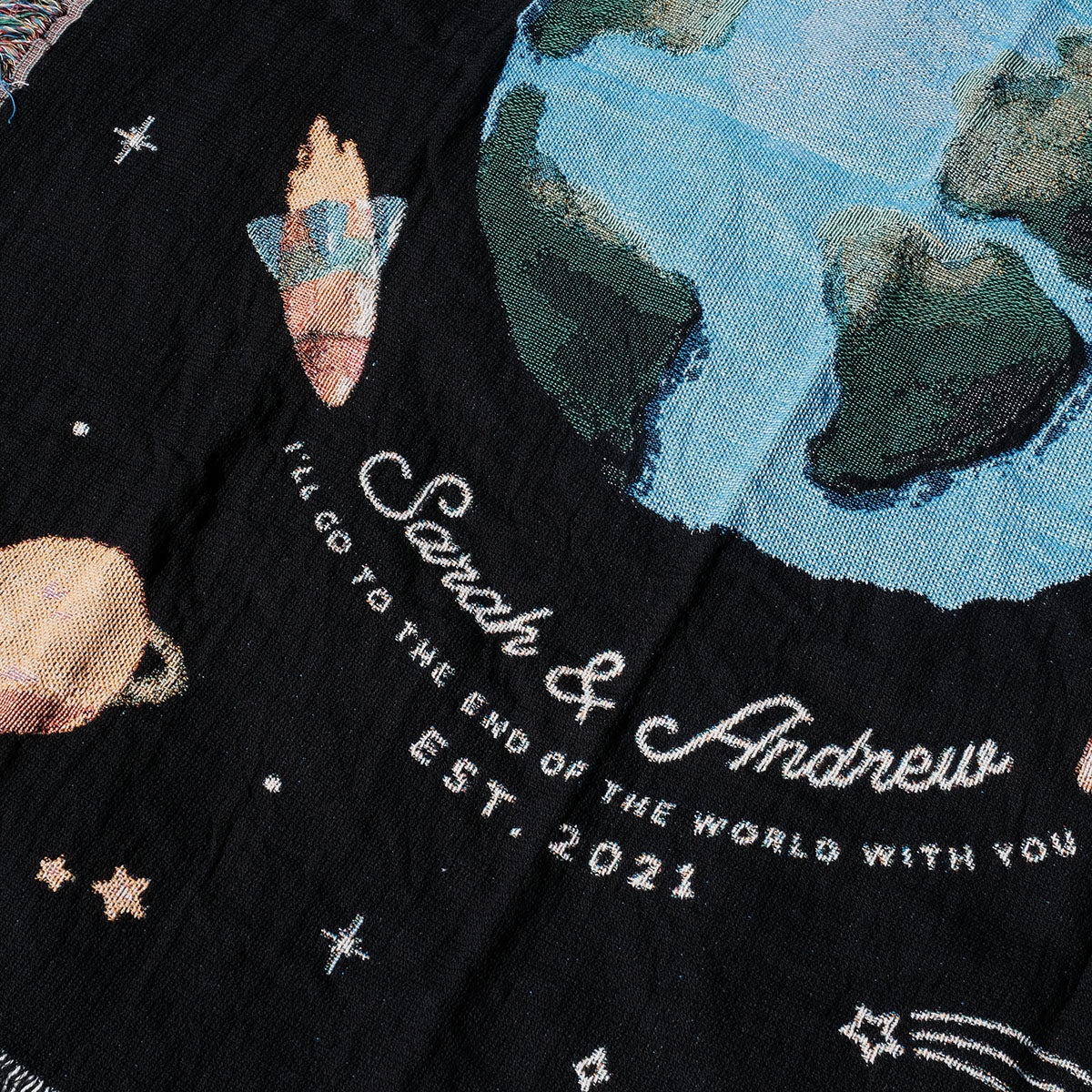 Couple Astronauts Outer Space Woven Blanket - Relatable Basic