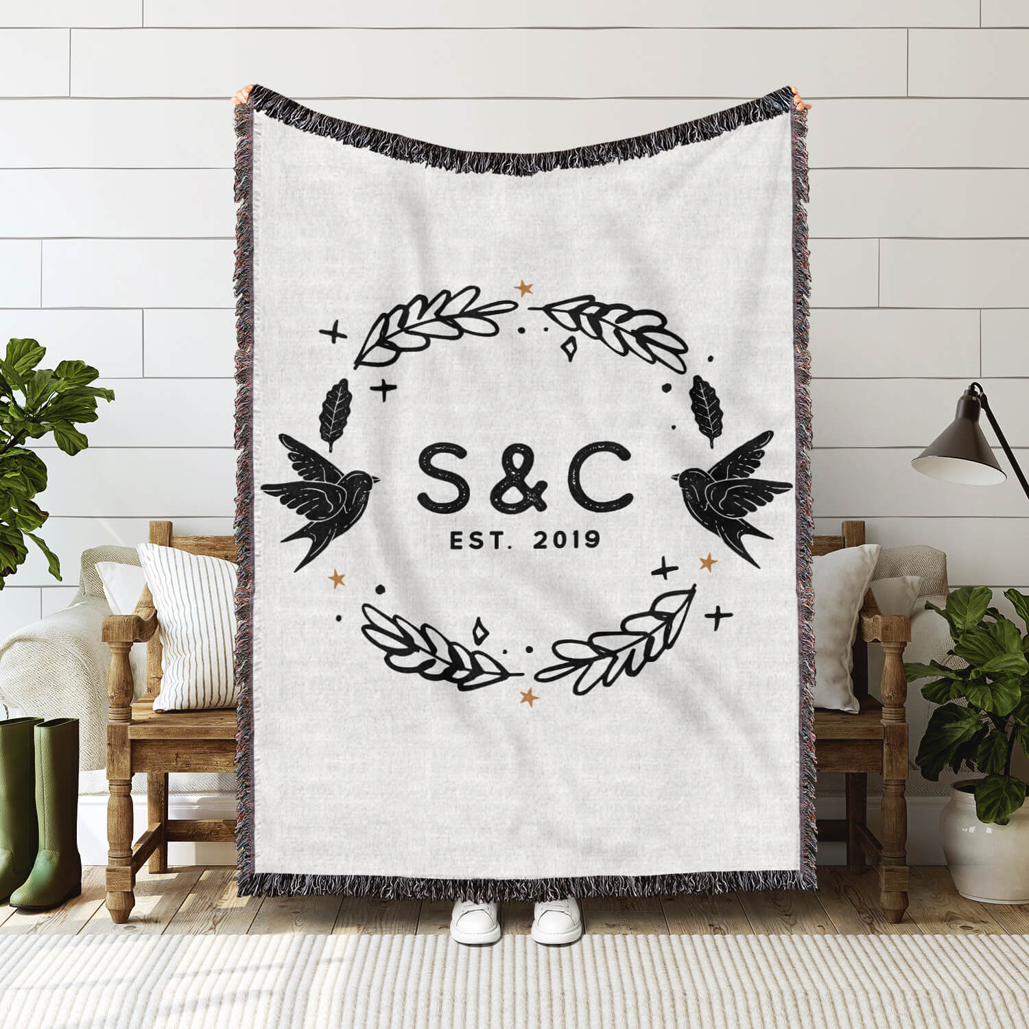 Personalized Couple Initials Woven Blanket - Custom Gift for Couples | Relatable Basic