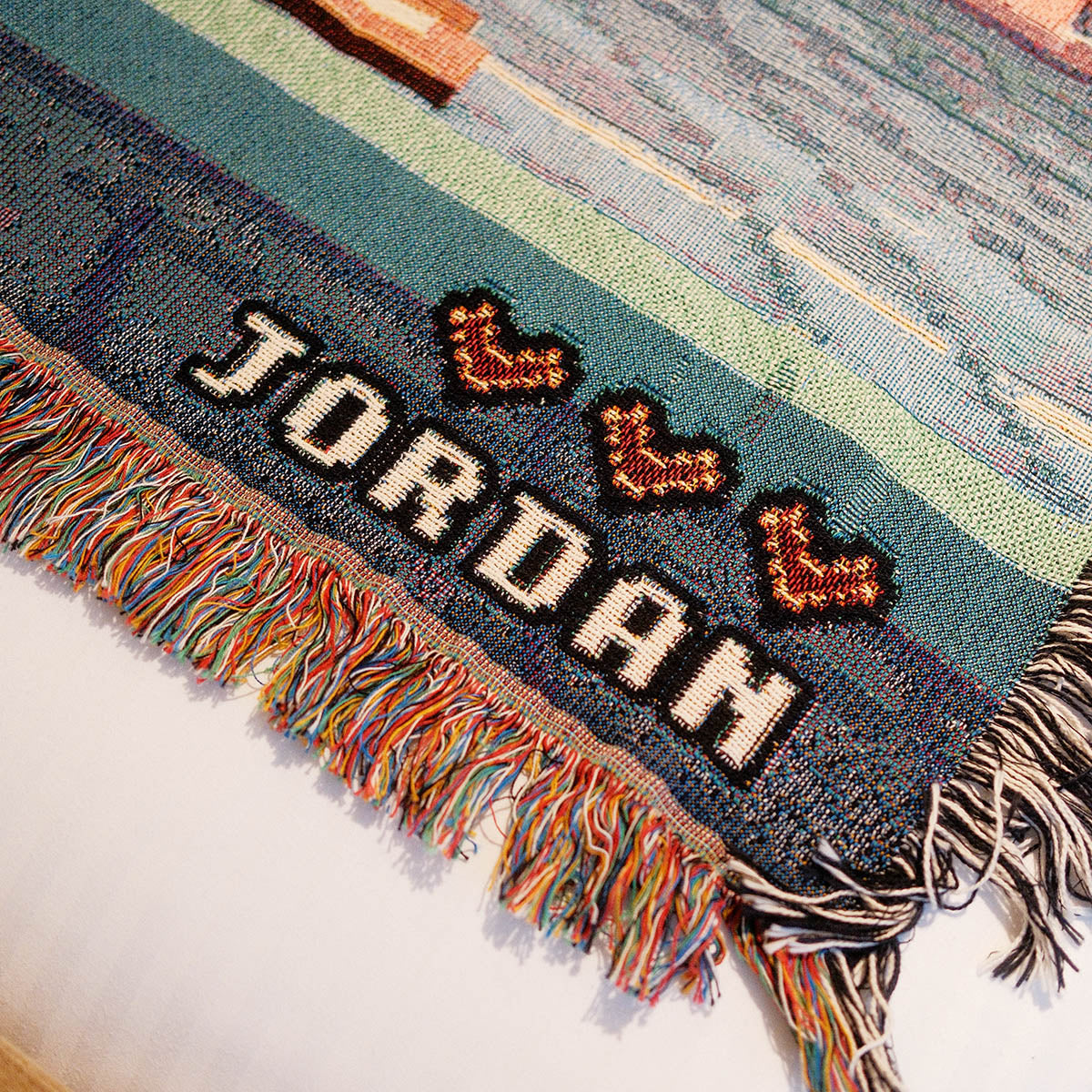 Personalized Retro 8-Bit Gaming Couple Japan Woven Blanket