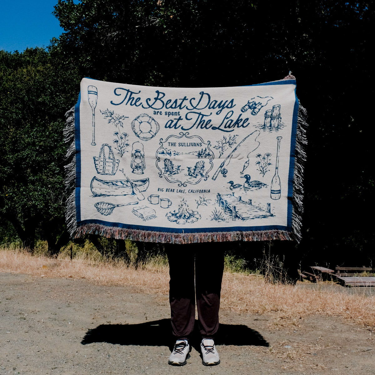 Personalized Couple Lake House Woven Blanket - Relatable Basic