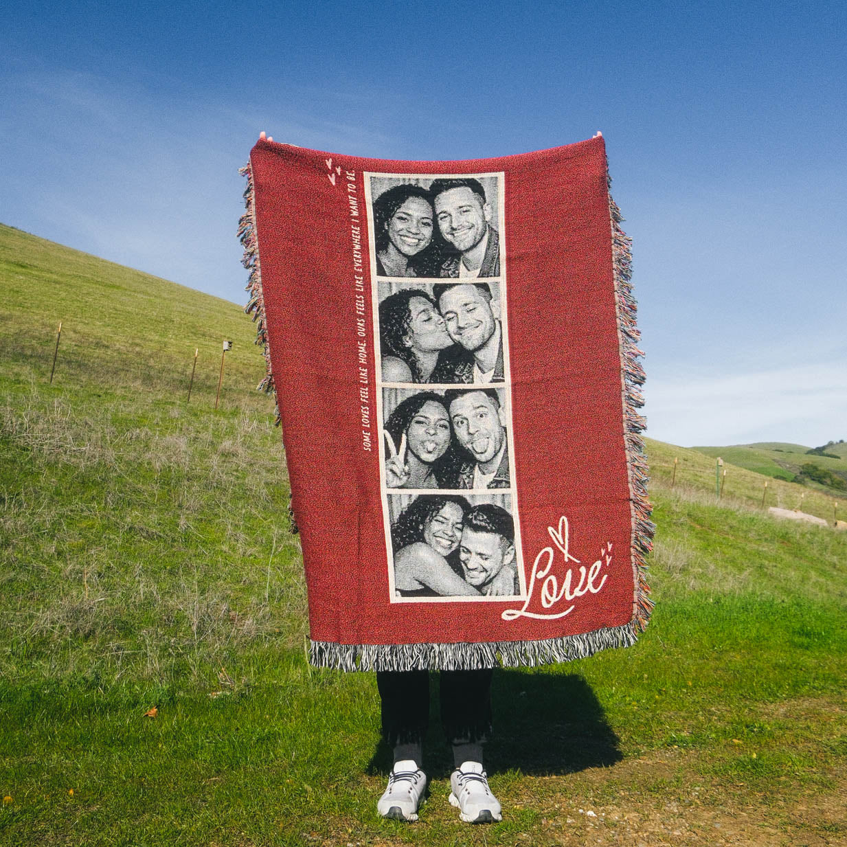 Personalized Couple Photobooth Woven Blanket