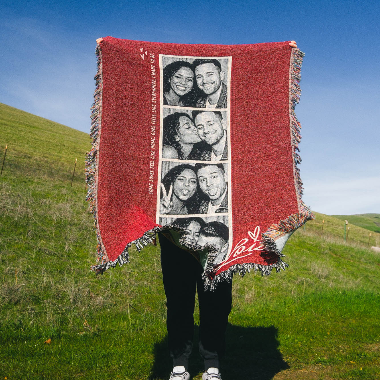 Personalized Couple Photobooth Woven Blanket