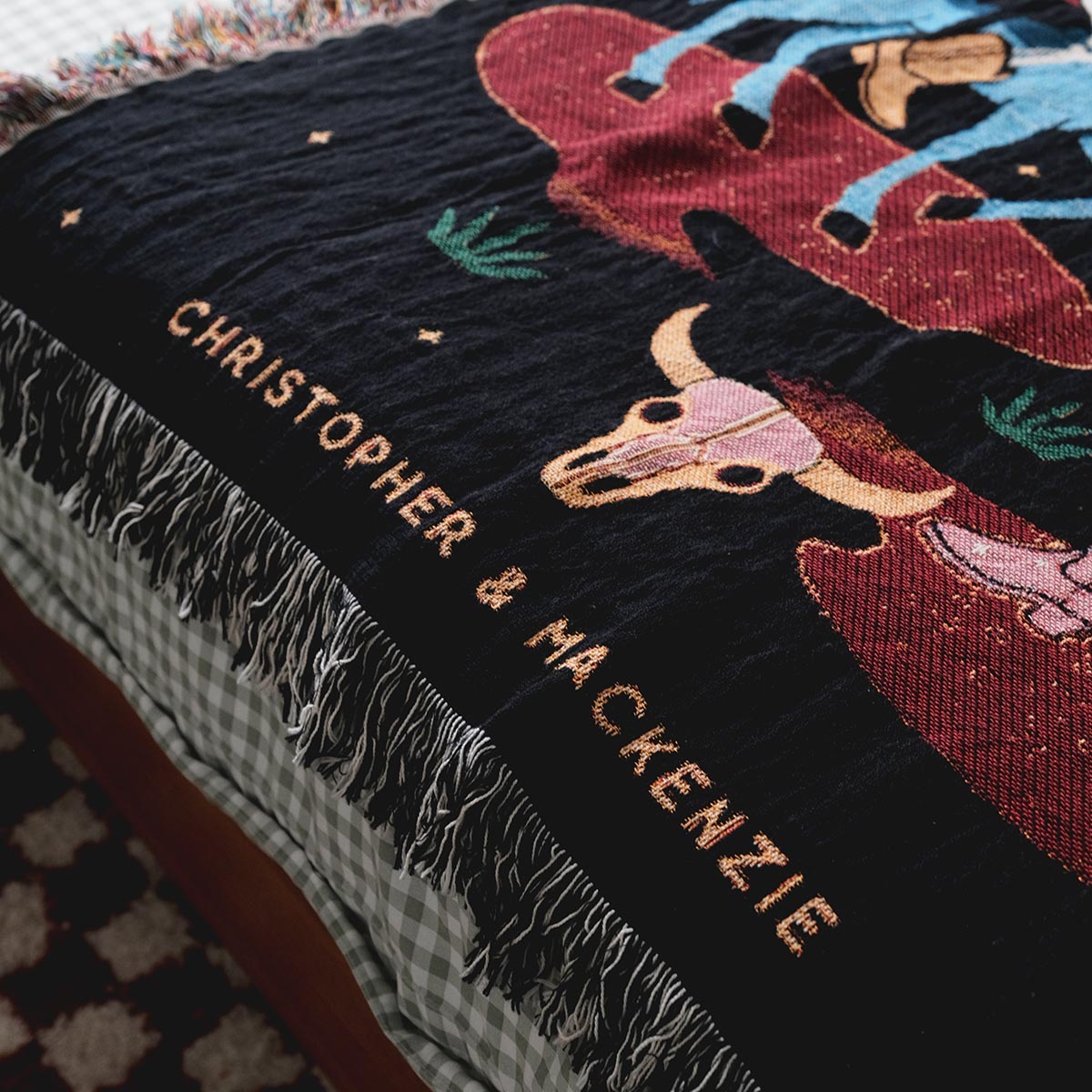 Personalized Cowboy Skeletons Couple Blanket