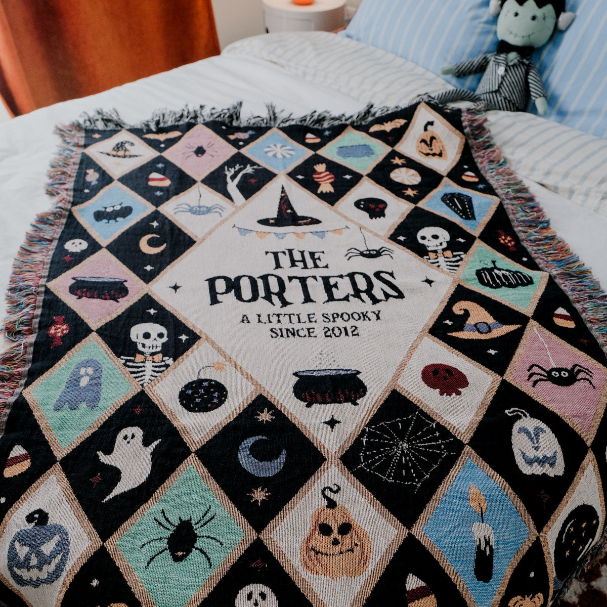 Personalized Family Spooky Halloween Woven Blanket