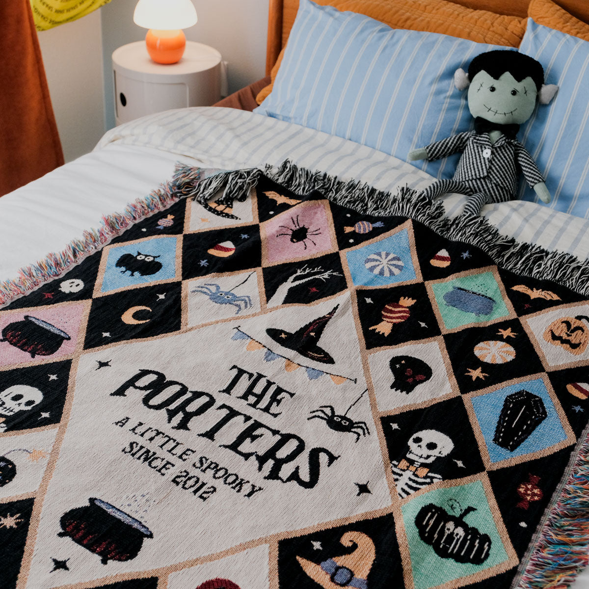 Personalized Family Spooky Halloween Woven Blanket