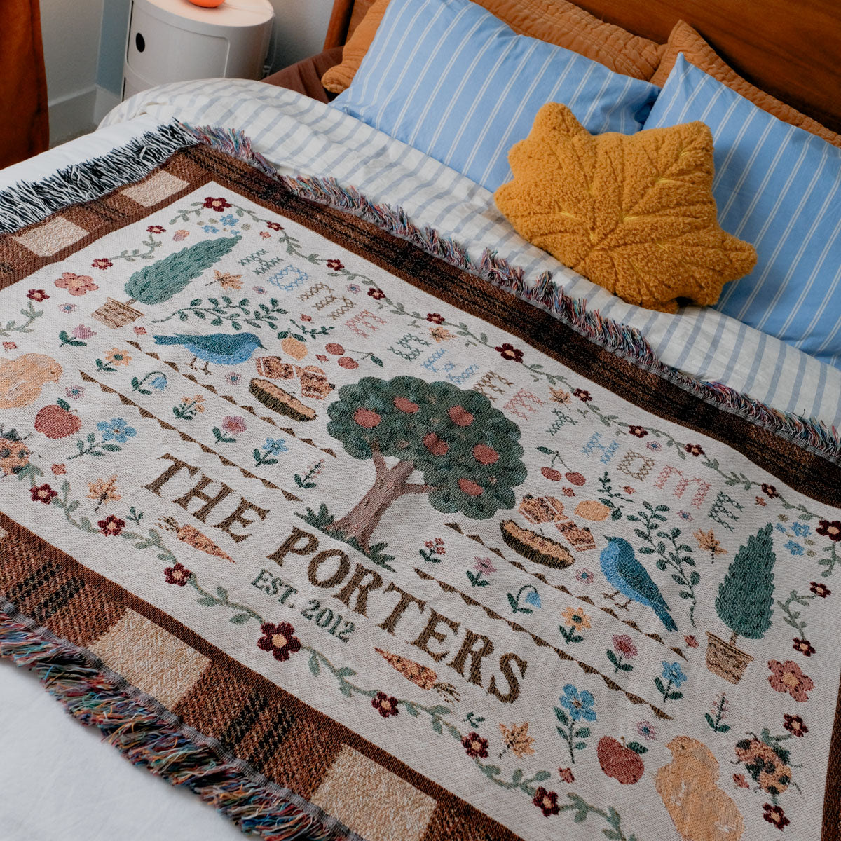 Personalized Cozy Fall Family Woven Blanket