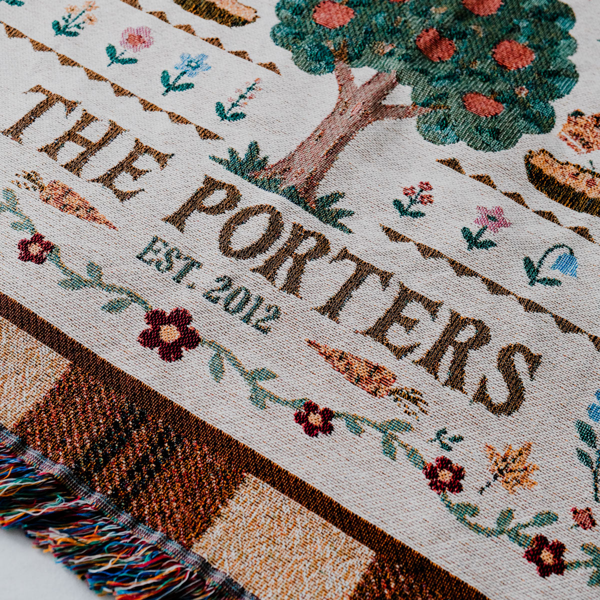 Personalized Cozy Fall Family Woven Blanket