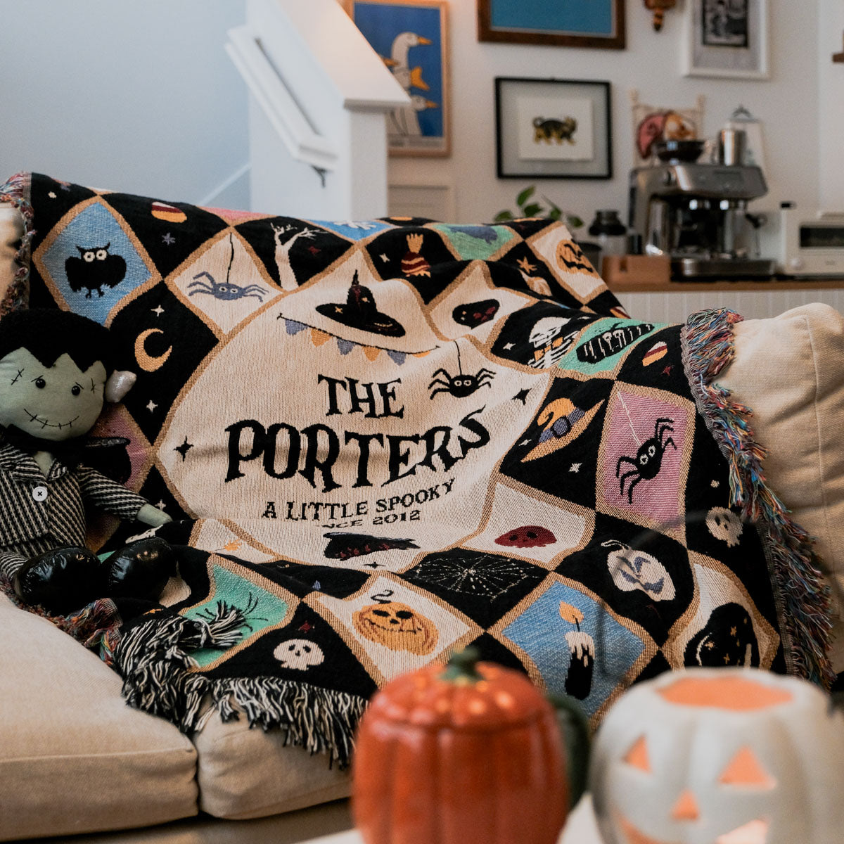 Personalized Family Spooky Halloween Woven Blanket