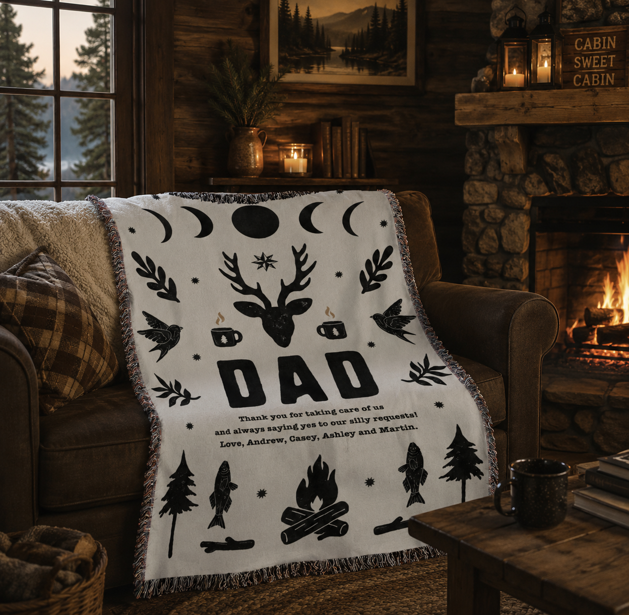 Personalized Dad Woven Blanket - Relatable Basic