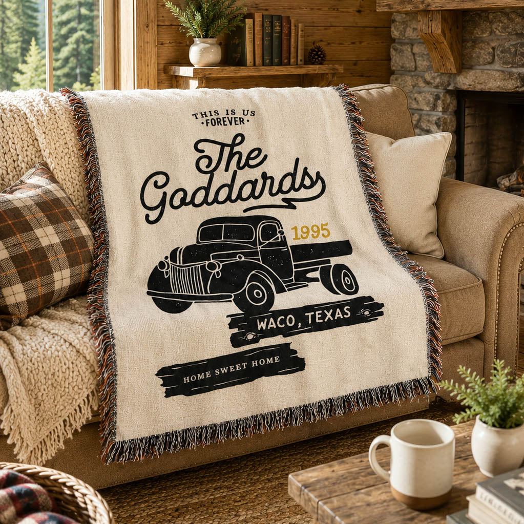 Personalized Truck Family Woven Blanket - Relatable Basic