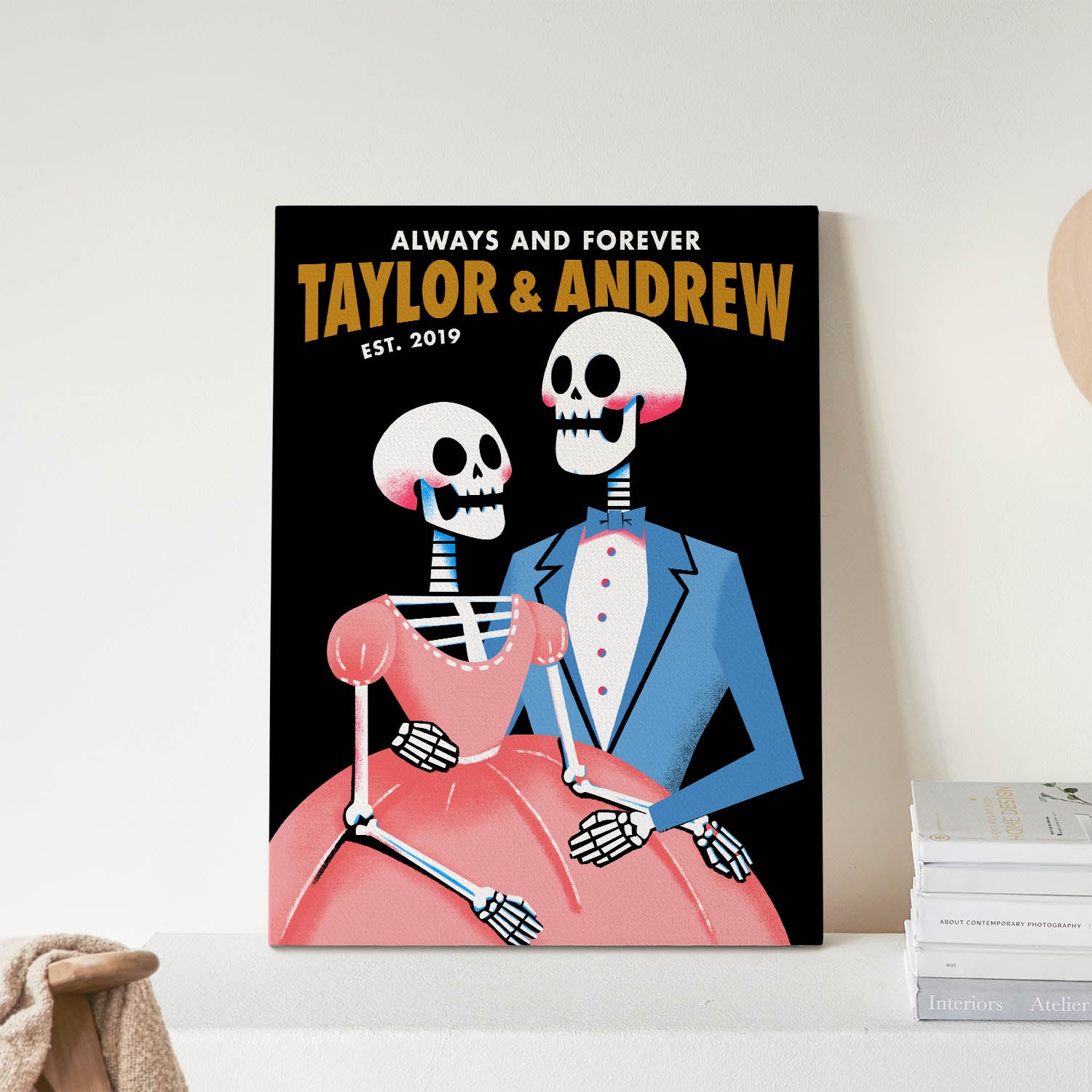 Personalized Fancy Dressed Skeletons Canvas Wrap - Relatable Basic