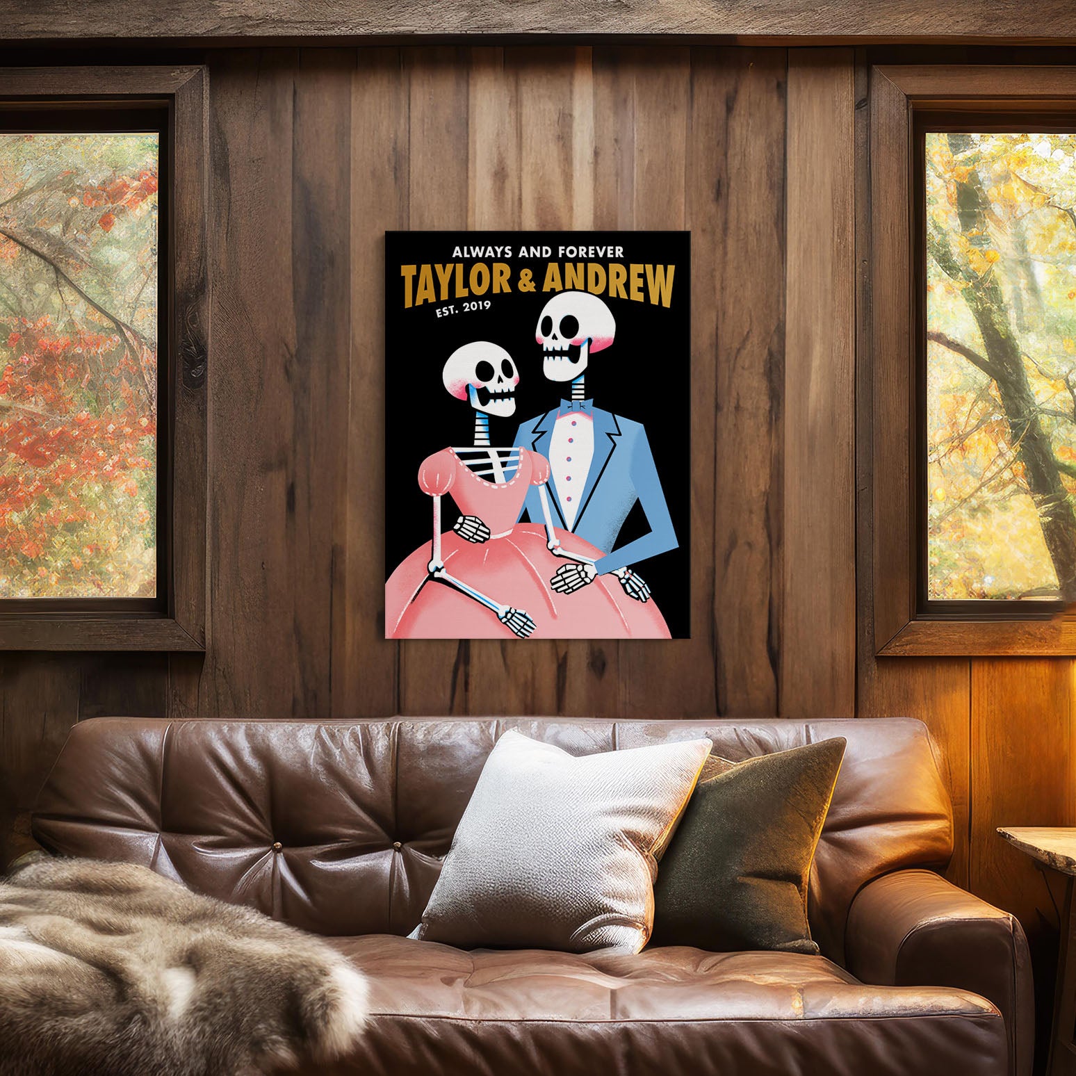 Personalized Fancy Dressed Skeletons Canvas Wrap - Relatable Basic