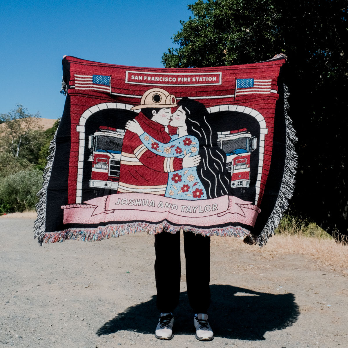 Personalized Firefighter Husband Woven Blanket - Relatable Basic