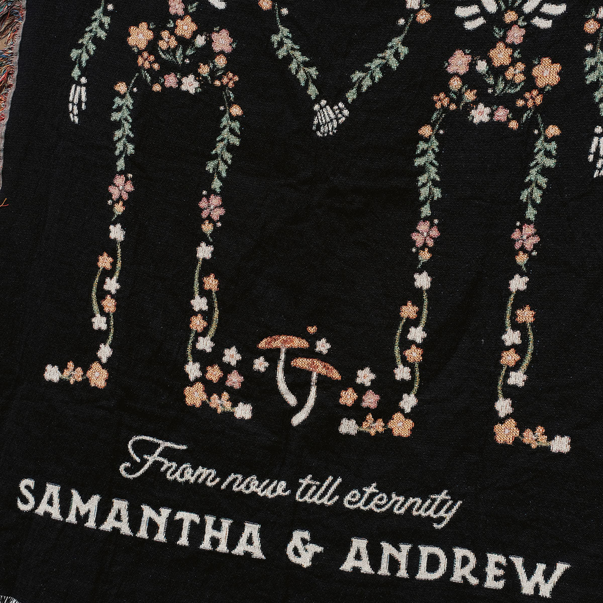 Personalized Floral Skeleton Couple Woven Blanket - Relatable Basic