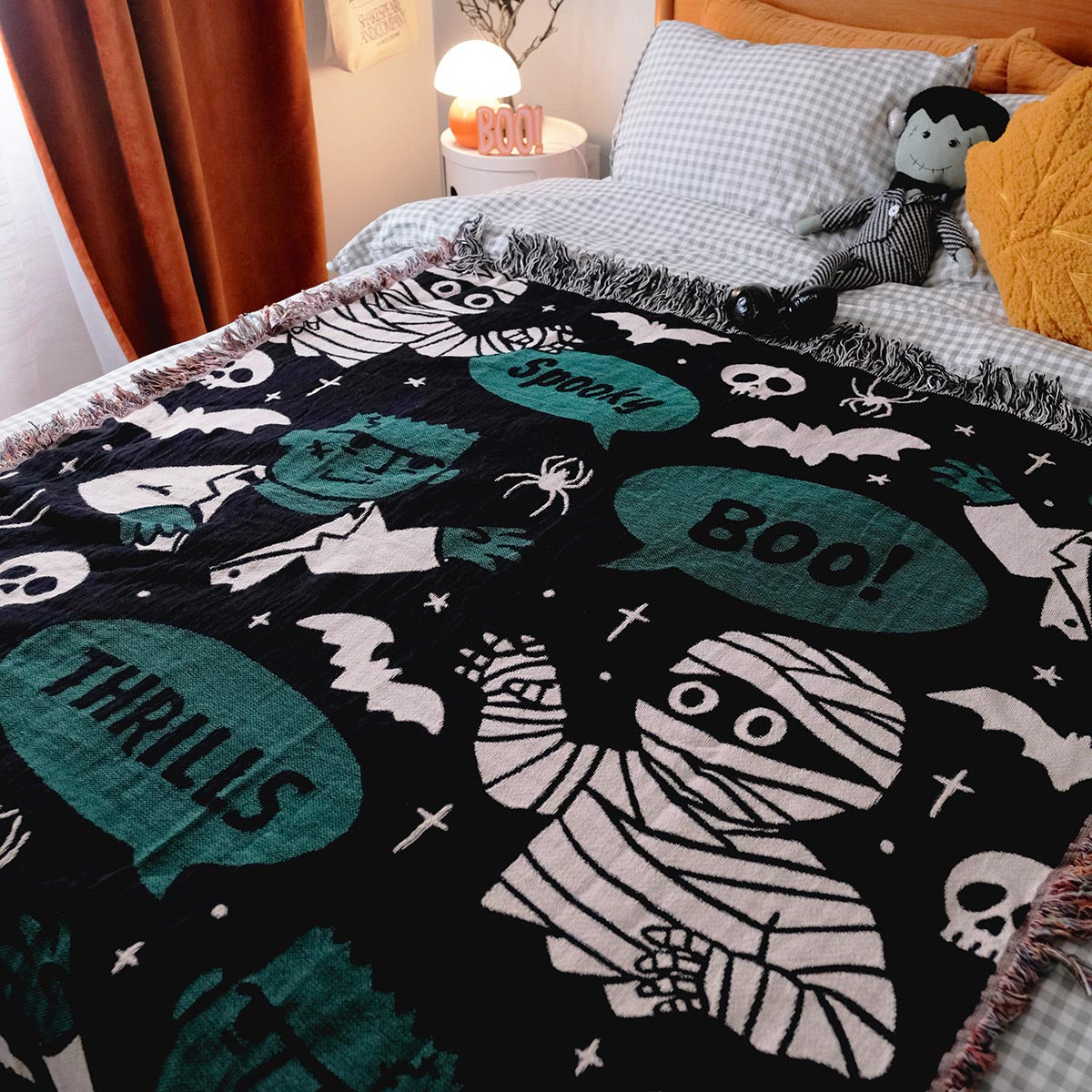 Frankenstein & Mummy Woven Blanket – Paws Up Monster Duo