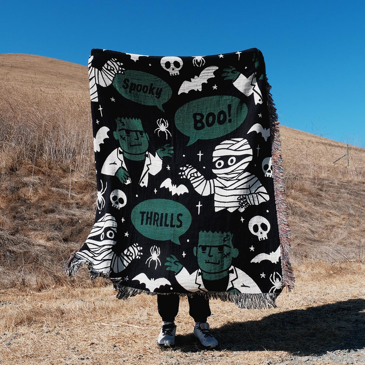 Frankenstein & Mummy Woven Blanket – Paws Up Monster Duo
