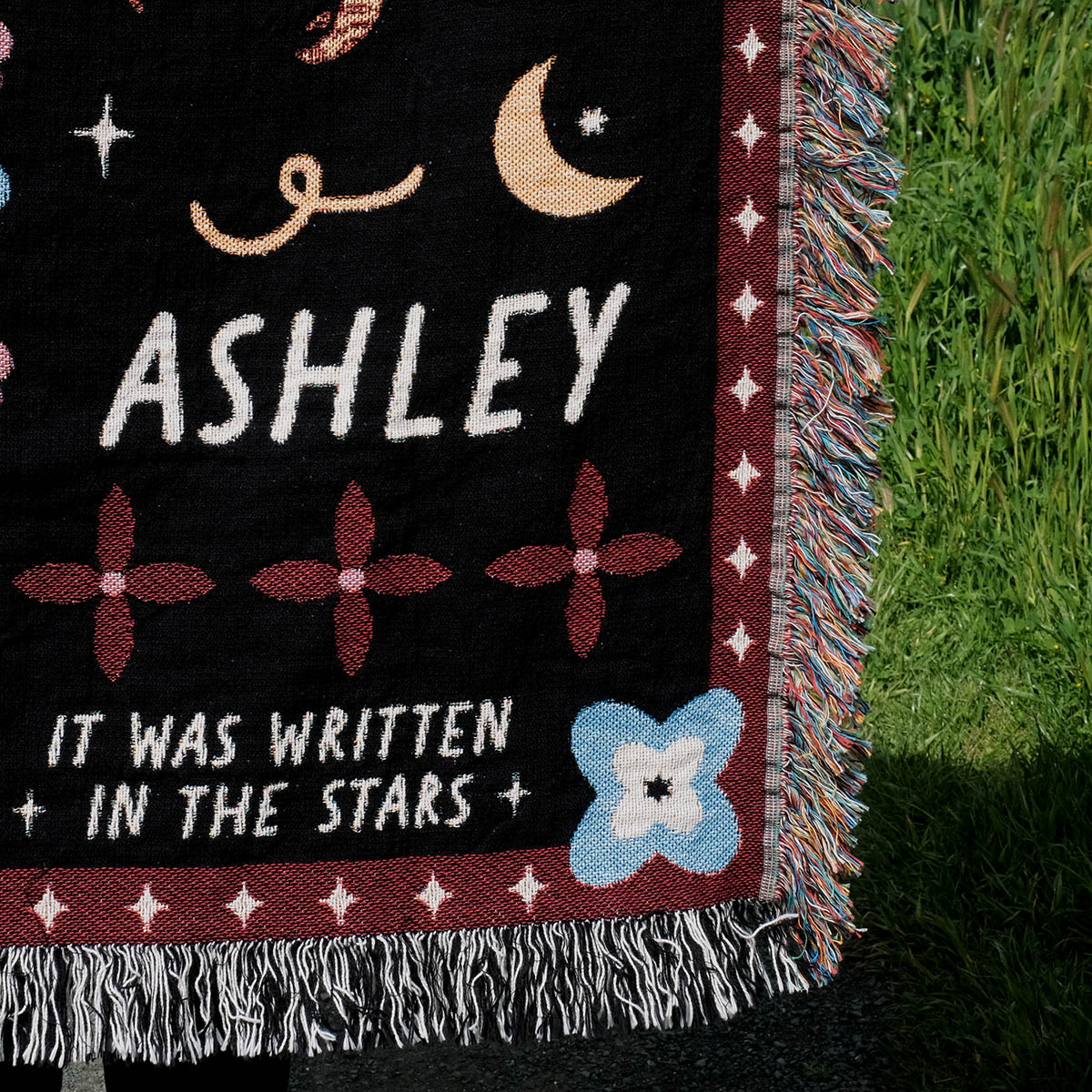 Personalized Astro Love Checkered Skulls Couple Woven Blanket