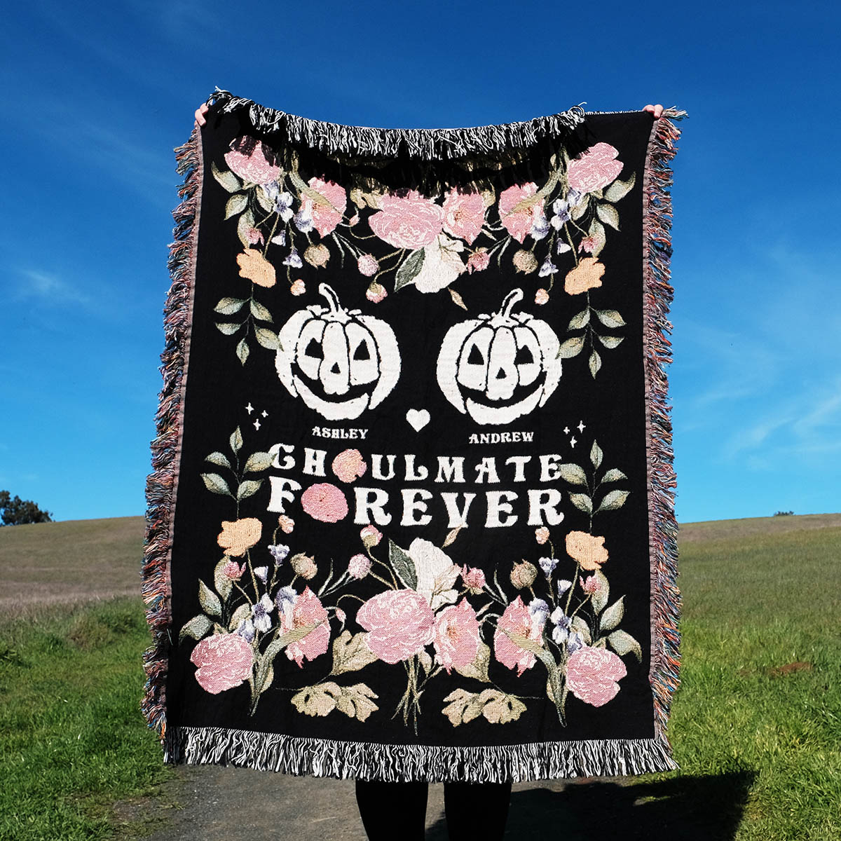 Personalized Ghoulmate Forever Woven Blanket for Couple- Relatable Basic