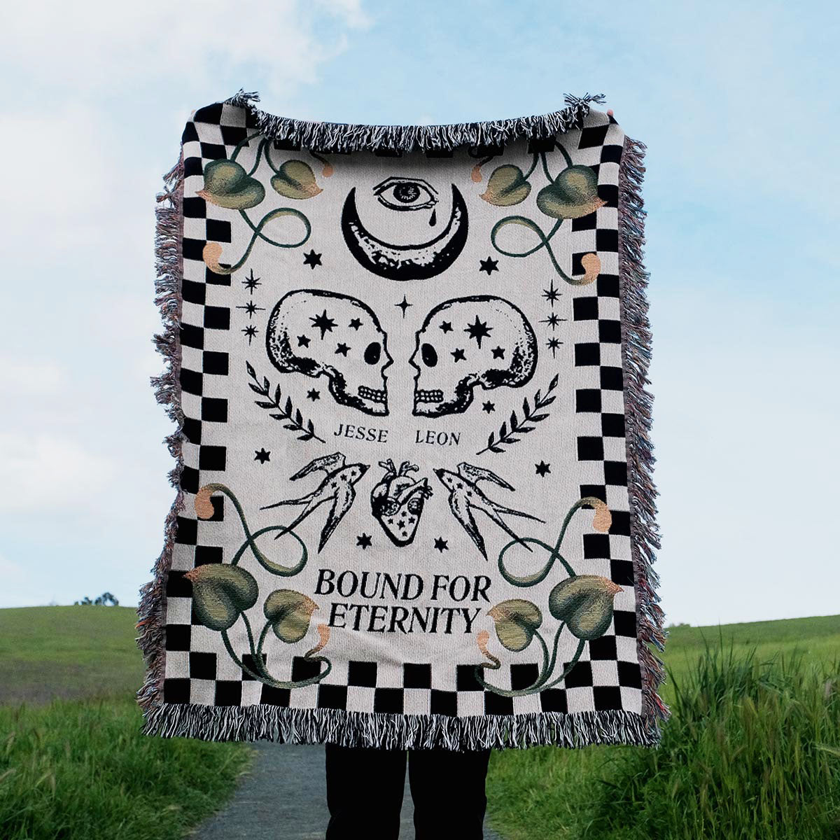 Personalized Bound For Eternity Couple Skulls Blanket