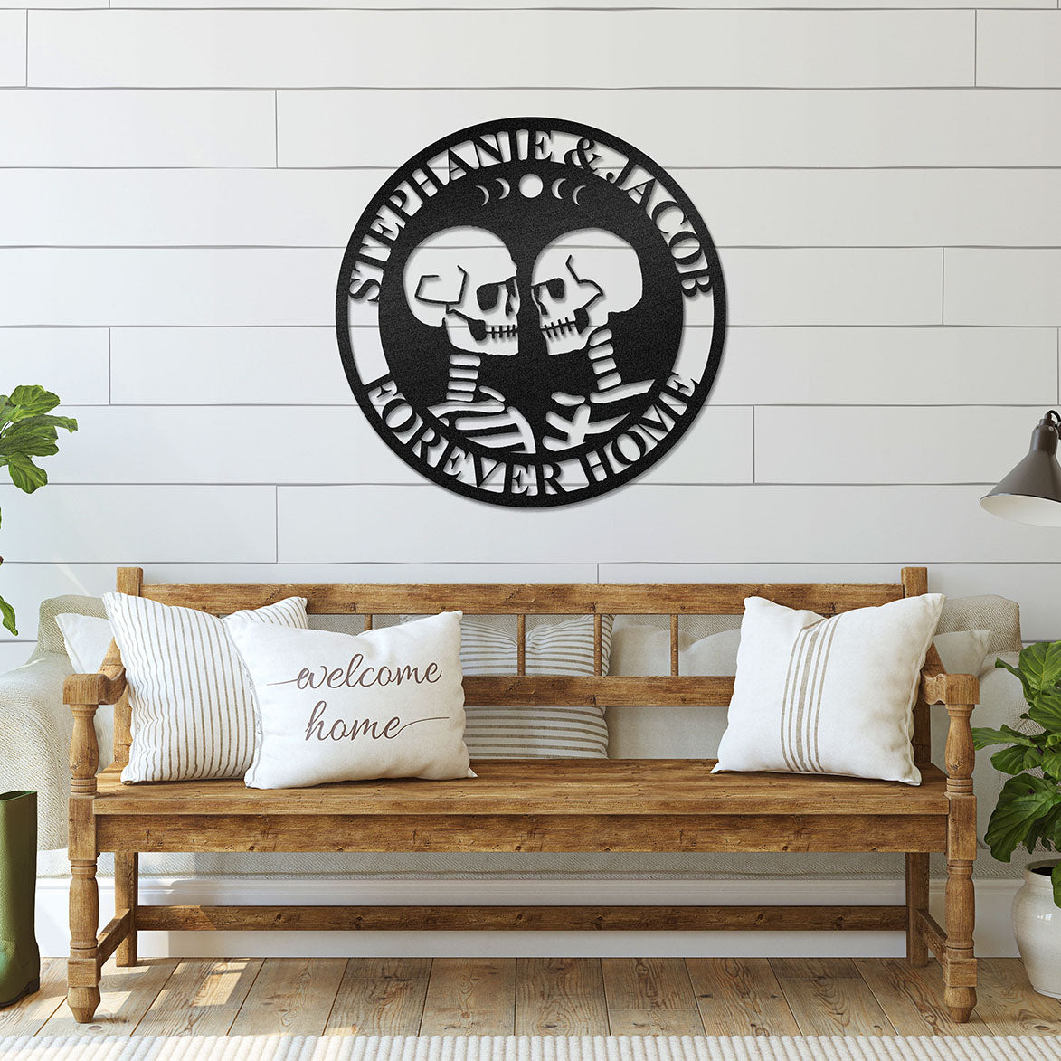 Personalized Couple Skeletons Steel Die Cut Wall Sign