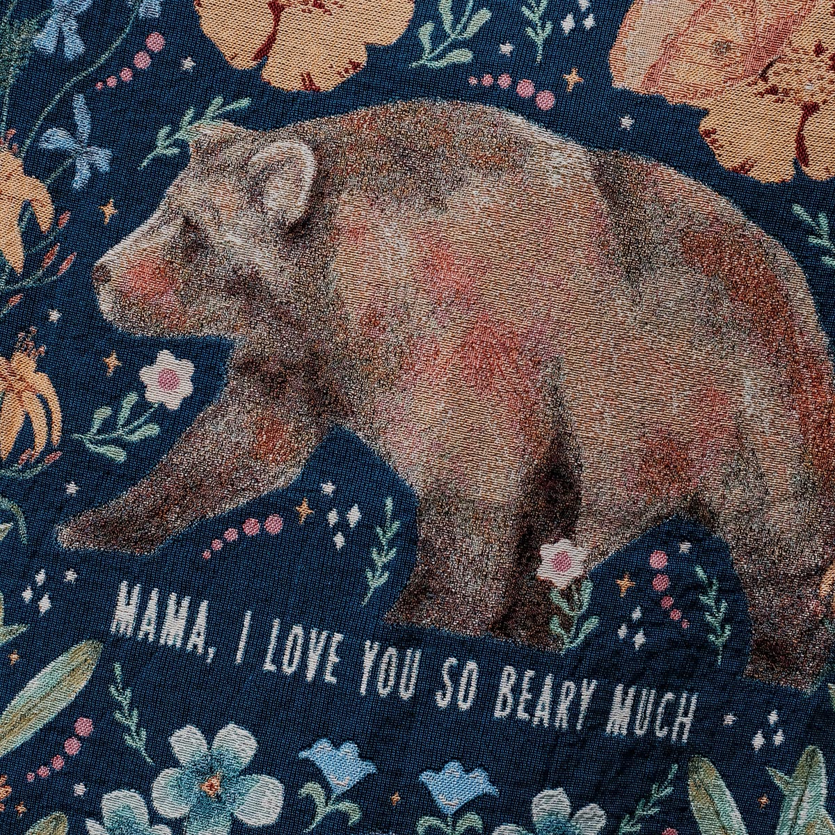 Personalized Wildflower Mama Bear Woven Throw Blanket