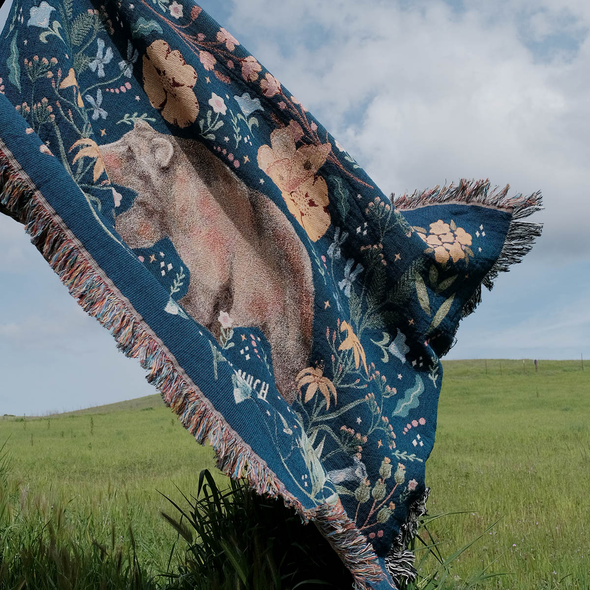 Personalized Wildflower Mama Bear Woven Throw Blanket