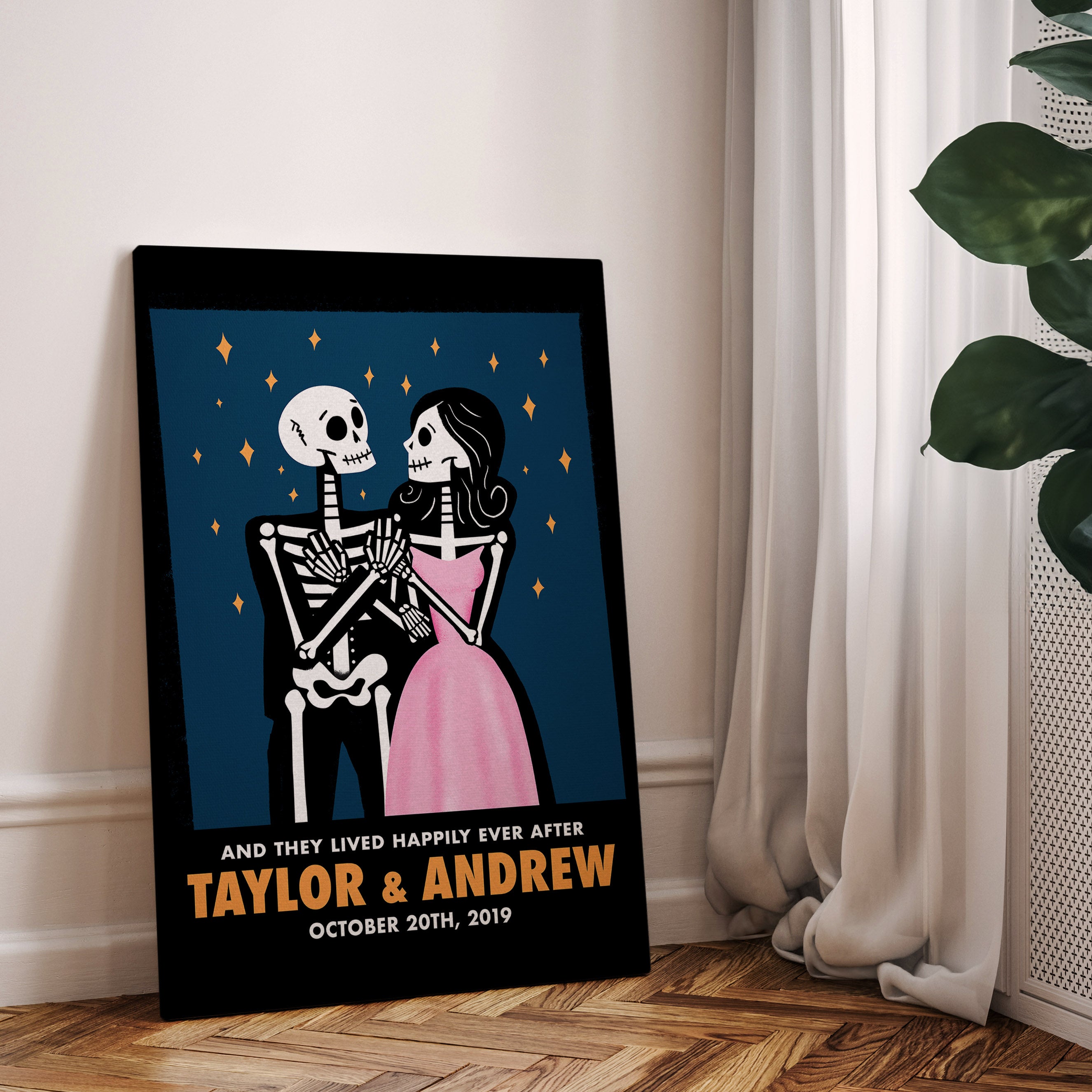 Personalized Couple Skeleton Movie Poster Canvas Wrap - Relatable Basic