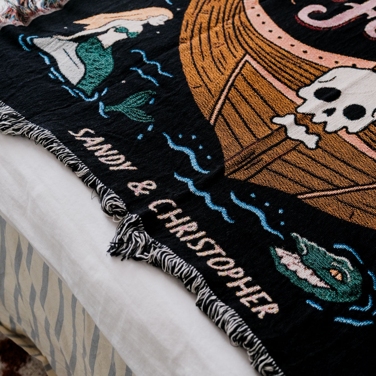 Personalized Pirate Couple Woven Blanket